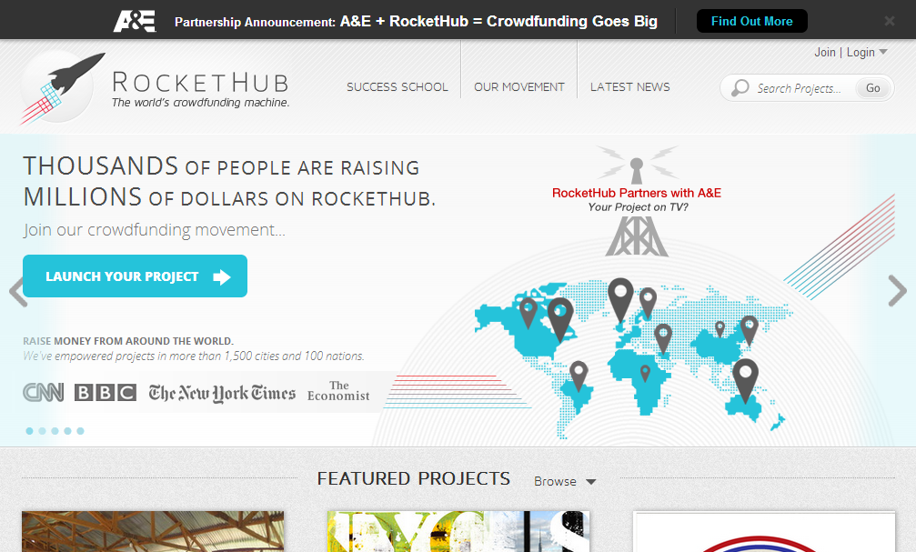 situs crowdfunding website Welcome RocketHub