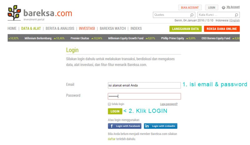 Login Bareksa - Perencana Keuangan Independen Finansialku