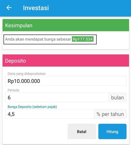 Investasi (Menghitung Deposito) Aplikasi Finansialku 4