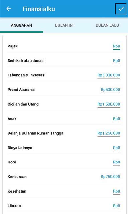 Membuat Anggaran Aplikasi Finansialku 2