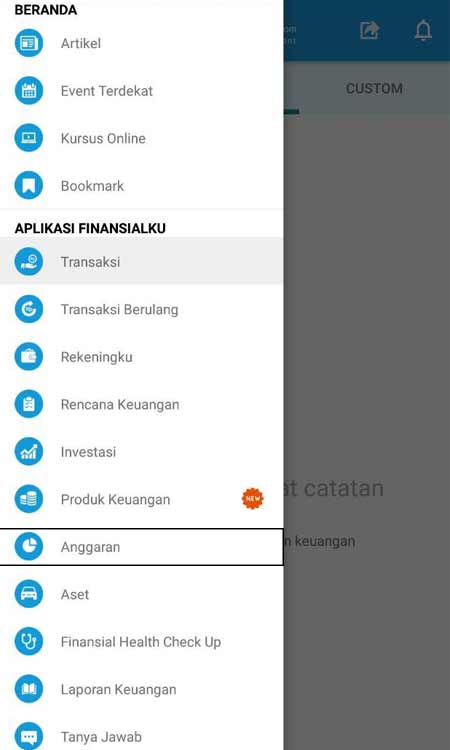 Membuat Anggaran Aplikasi Finansialku