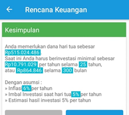 Rencana Keuangan Dana Hari Tua Aplikasi Finansialku 2