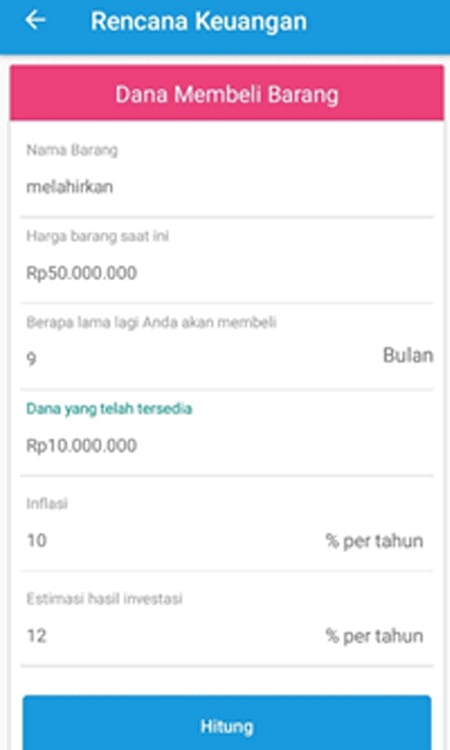 Rencana Keuangan Dana Membeli Barang Aplikasi Finansialku 1