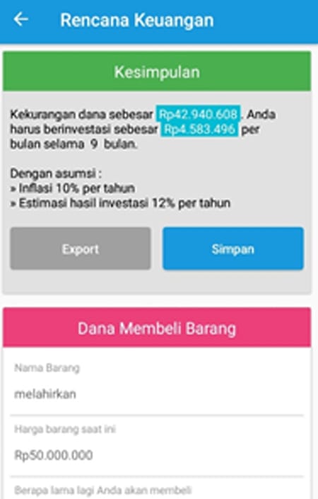 Rencana Keuangan Dana Membeli Barang Aplikasi Finansialku 2