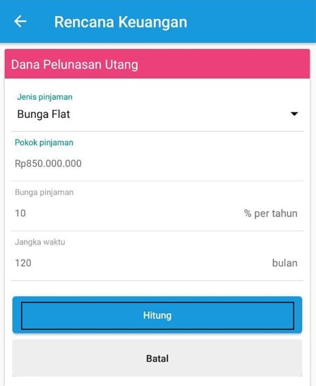 Rencana Keuangan Dana Pelunasan Utang Aplikasi Finansialku 4