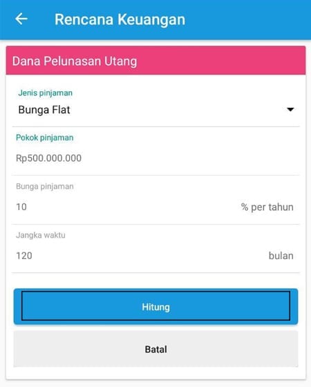 Rencana Keuangan Dana Pelunasan Utang Aplikasi Finansialku 4